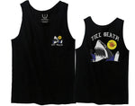 Front and Back Shark Summer Vibe Cool Graphic Surf Till Death Obei Society men's Tank Top