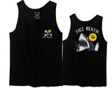 Front and Back Shark Summer Vibe Cool Graphic Surf Till Death Obei Society men's Tank Top