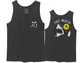 Front and Back Shark Summer Vibe Cool Graphic Surf Till Death Obei Society men's Tank Top