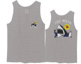 Front and Back Shark Summer Vibe Cool Graphic Surf Till Death Obei Society men's Tank Top