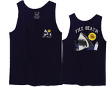 Front and Back Shark Summer Vibe Cool Graphic Surf Till Death Obei Society men's Tank Top