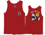 Front and Back Shark Summer Vibe Cool Graphic Surf Till Death Obei Society men's Tank Top