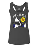 Front Shark Summer Vibe Cool Graphic Surf Till Death Society  women's Tank Top sleeveless Racerback