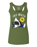 Front Shark Summer Vibe Cool Graphic Surf Till Death Society  women's Tank Top sleeveless Racerback