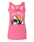 Front Shark Summer Vibe Cool Graphic Surf Till Death Society  women's Tank Top sleeveless Racerback