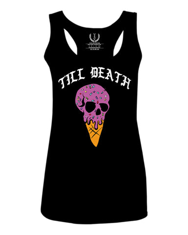 Good Vibe chill Till Death ice Cream Skull Bones Graphic obei Society  women's Tank Top sleeveless Racerback
