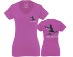 Front and Back Skateboarding OR DIE Skull Skate Gun Till Death Obei Society For Women V neck fitted T Shirt