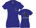 Front and Back Skateboarding OR DIE Skull Skate Gun Till Death Obei Society For Women V neck fitted T Shirt