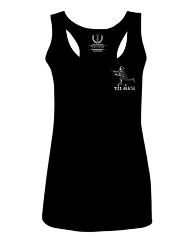 Front and Back Skateboarding OR DIE Skull Skate Gun Till Death Obei Society  women's Tank Top sleeveless Racerback