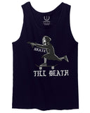 VICES AND VIRTUES Skateboarding OR DIE Skull Skate Gun Till Death men's Tank Top