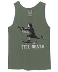 VICES AND VIRTUES Skateboarding OR DIE Skull Skate Gun Till Death men's Tank Top