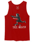 VICES AND VIRTUES Skateboarding OR DIE Skull Skate Gun Till Death men's Tank Top