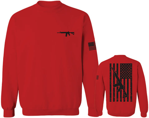 VICES AND VIRTUES Second Amendment Support American Flag Gun ar 15 Rights men's Crewneck Sweatshirt