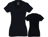 VICES AND VIRTUES Second Amendment Support American Flag Gun ar 15 Rights For Women V neck fitted T Shirt