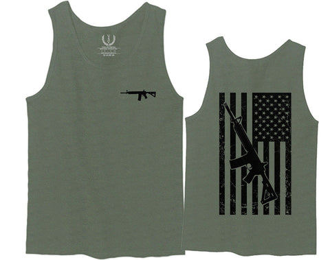 VICES AND VIRTUES Second Amendment Support American Flag Gun ar 15 Rights men's Tank Top