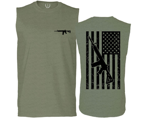 VICES AND VIRTUES Second Amendment Support American Flag Gun ar 15 Rights men Muscle Tank Top sleeveless t shirt