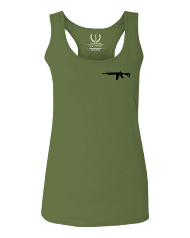 VICES AND VIRTUES Second Amendment Support American Flag Gun ar 15 Rights  women's Tank Top sleeveless Racerback
