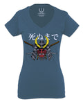 Till Death Vintage Japan Japanesse Warrior Vibes Graphic Aesthetics For Women V neck fitted T Shirt