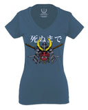 Till Death Vintage Japan Japanesse Warrior Vibes Graphic Aesthetics For Women V neck fitted T Shirt