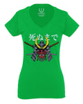 Till Death Vintage Japan Japanesse Warrior Vibes Graphic Aesthetics For Women V neck fitted T Shirt