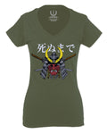 Till Death Vintage Japan Japanesse Warrior Vibes Graphic Aesthetics For Women V neck fitted T Shirt