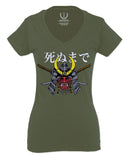 Till Death Vintage Japan Japanesse Warrior Vibes Graphic Aesthetics For Women V neck fitted T Shirt