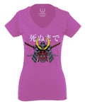 Till Death Vintage Japan Japanesse Warrior Vibes Graphic Aesthetics For Women V neck fitted T Shirt
