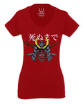 Till Death Vintage Japan Japanesse Warrior Vibes Graphic Aesthetics For Women V neck fitted T Shirt
