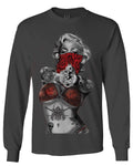 Marilyn Monroe Gangster Cool Graphic Hipster Red Roses Summer mens Long sleeve t shirt