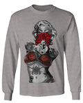Marilyn Monroe Gangster Cool Graphic Hipster Red Roses Summer mens Long sleeve t shirt
