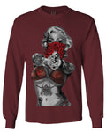 Marilyn Monroe Gangster Cool Graphic Hipster Red Roses Summer mens Long sleeve t shirt