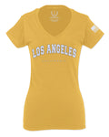 Los Angeles California Cali LA Retro Fonts For Women V neck fitted T Shirt