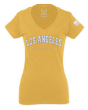 Los Angeles California Cali LA Retro Fonts For Women V neck fitted T Shirt