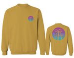 Front and Back Vaporwave Palm Trees Aesthetics Art Beach surf Sunset men's Crewneck Sweatshirt