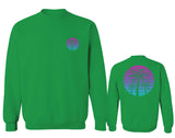 Front and Back Vaporwave Palm Trees Aesthetics Art Beach surf Sunset men's Crewneck Sweatshirt