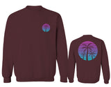 Front and Back Vaporwave Palm Trees Aesthetics Art Beach surf Sunset men's Crewneck Sweatshirt