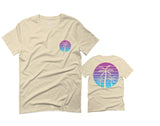 Front and Back Vaporwave Palm Trees Aesthetics Art Beach surf Sunset For men T Shirt