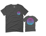 Front and Back Vaporwave Palm Trees Aesthetics Art Beach surf Sunset For men T Shirt