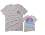 Front and Back Vaporwave Palm Trees Aesthetics Art Beach surf Sunset For men T Shirt