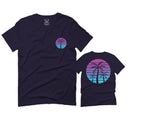 Front and Back Vaporwave Palm Trees Aesthetics Art Beach surf Sunset For men T Shirt