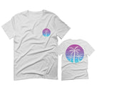 Front and Back Vaporwave Palm Trees Aesthetics Art Beach surf Sunset For men T Shirt