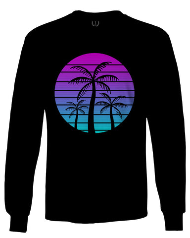 Vaporwave Palm Trees Aesthetics Art Beach surf Sunset mens Long sleeve t shirt