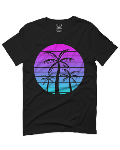 Vaporwave Palm Trees Aesthetics Art Beach surf Sunset For men T Shirt