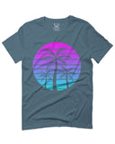 Vaporwave Palm Trees Aesthetics Art Beach surf Sunset For men T Shirt
