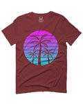 Vaporwave Palm Trees Aesthetics Art Beach surf Sunset For men T Shirt