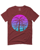 Vaporwave Palm Trees Aesthetics Art Beach surf Sunset For men T Shirt