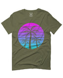 Vaporwave Palm Trees Aesthetics Art Beach surf Sunset For men T Shirt