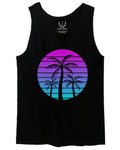 Vaporwave Palm Trees Aesthetics Art Beach surf Sunset men's Tank Top
