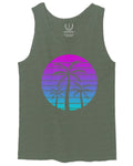 Vaporwave Palm Trees Aesthetics Art Beach surf Sunset men's Tank Top