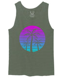 Vaporwave Palm Trees Aesthetics Art Beach surf Sunset men's Tank Top